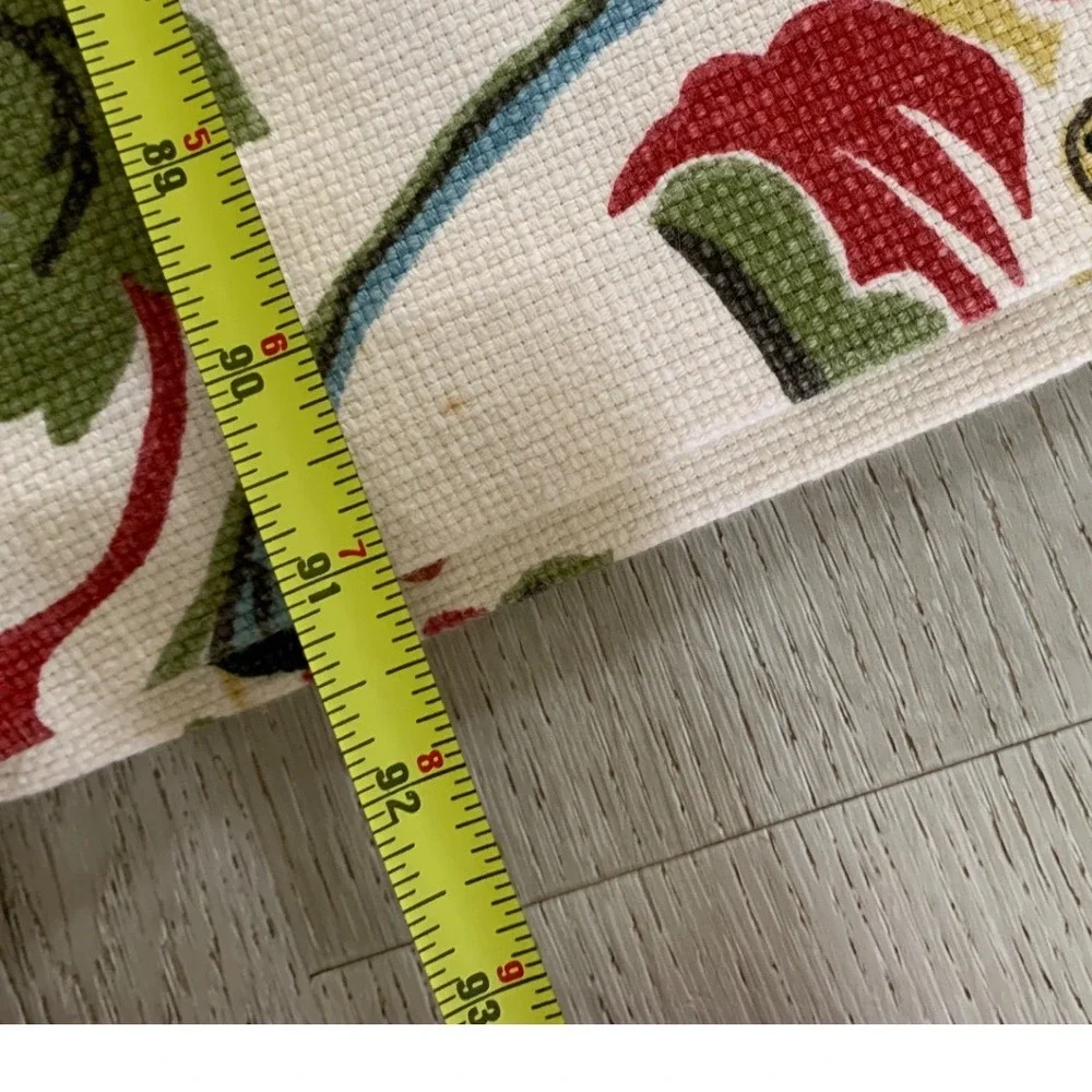 Floral Jacquard Lined Curtain Panels Red Blue Green Cream 91x49 Set 4 blackout